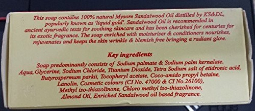 MYSORE SANDAL Gold Soap Per Unit Pack of 6 Purest Sandalwood Soap 100 Pure Essential Oils Grade 1 Soap TFM 80 Suitable for ALL Skin Type