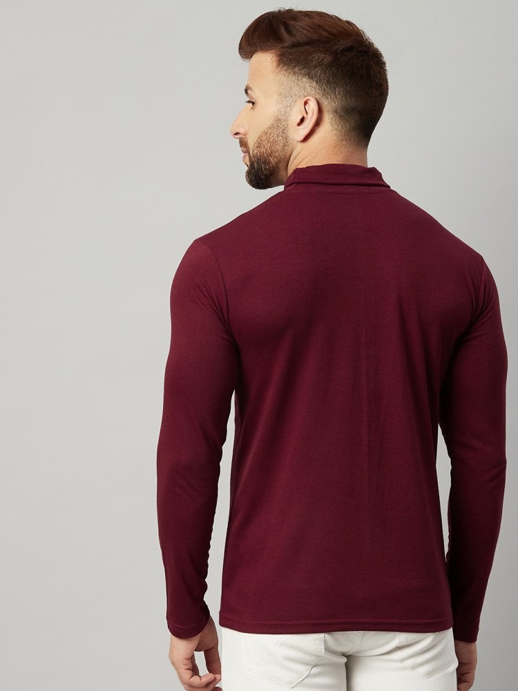 4 Four Squares Solid Men Polo Neck Maroon T-Shirt - Buy 4 Four Squares  Solid Men Polo Neck Maroon T-Shirt Online at Best Prices in India