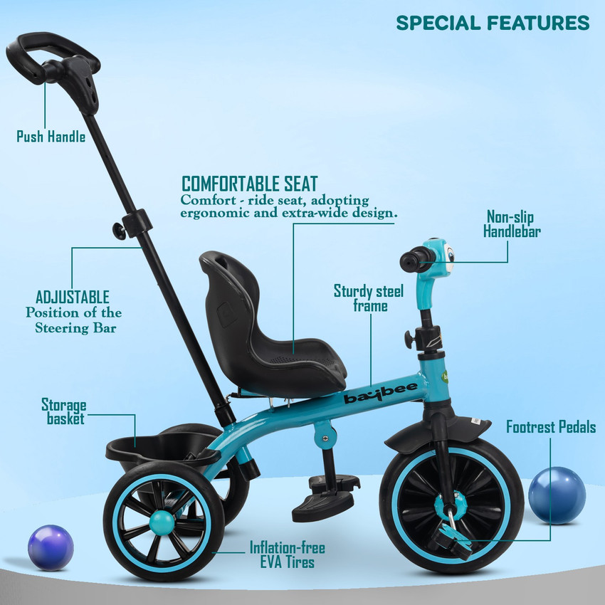 baybee 2 in 1 Baby Tricycle for Kids Baby Cycle with Adjustable Push Handle Baby Kids Cycle Trikes Kids Tricycle Cycle for Kids Blue Tricycle Price in India Buy baybee