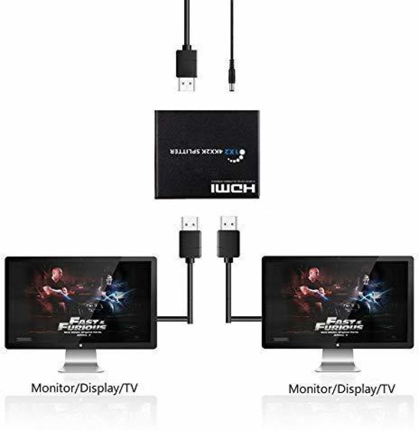 REVALS TV-out Cable 1x2 HDMI Splitter 2 Ports, HDMI Splitter 1 in 2 Out,  Support - REVALS 