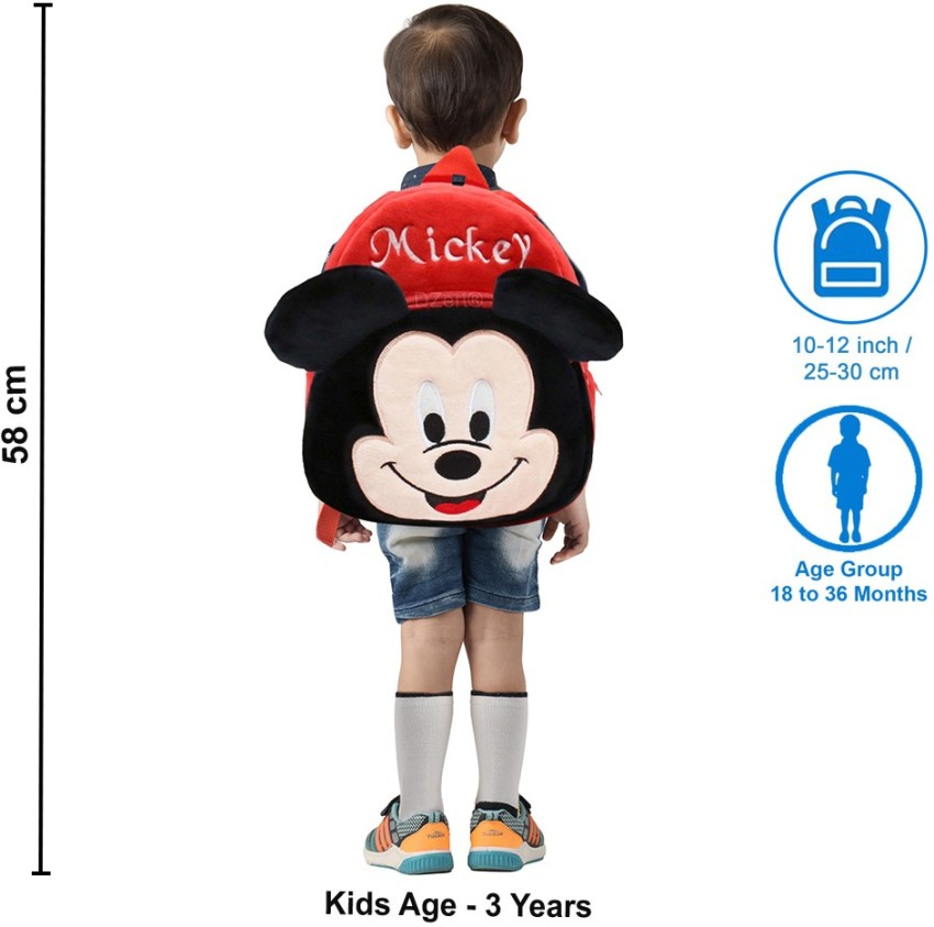 DZert Mickey Mouse School Bag For Kids S0ft Plush Backpack  For Small Kids Nursery Bag (Age 2 to 6 Years) School Bag - School Bag