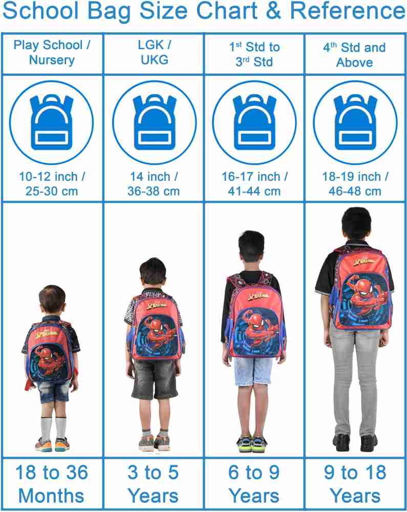 age backpack size chart