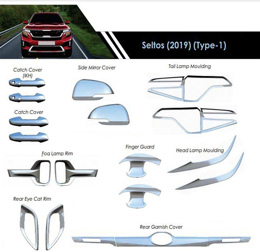 AUTO SJET Car Chrome Kit Car Accessories Cover for SELTOS 2019