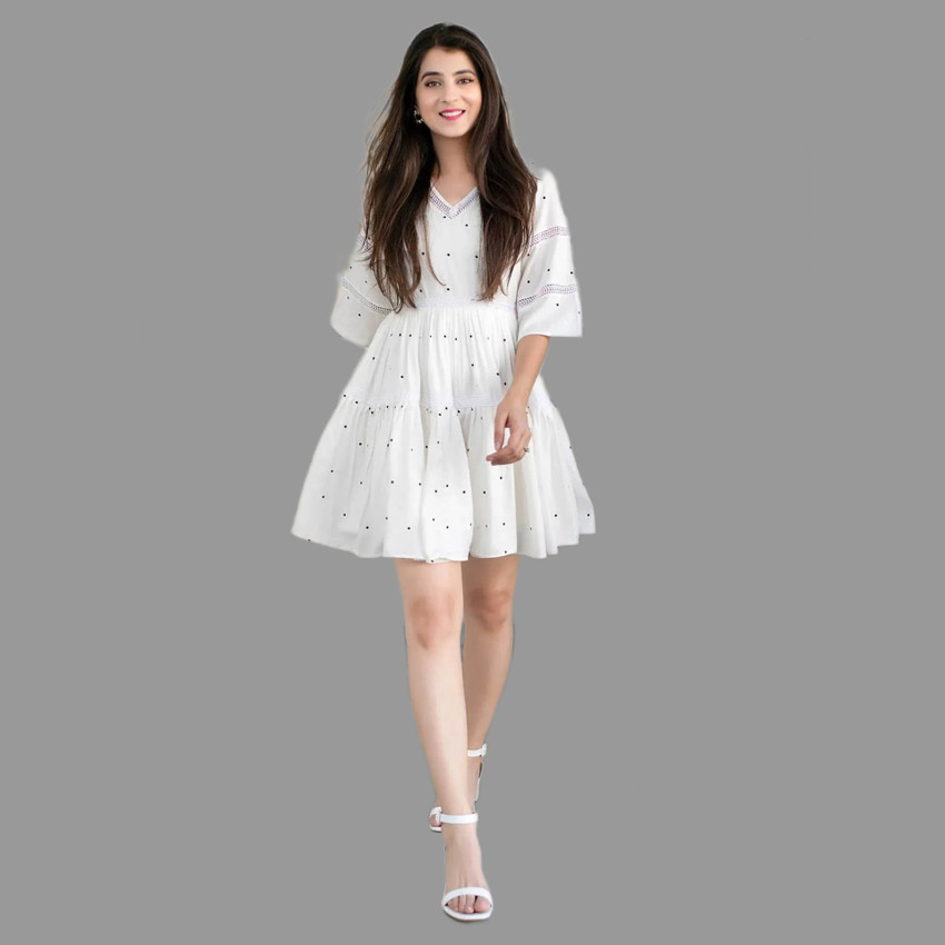 Short online white frock