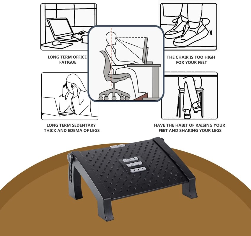 Abhsant Adjustable Height Foot Rest Under Desk at Work,6 Height Sturdy  Office Footrest Foot Rest