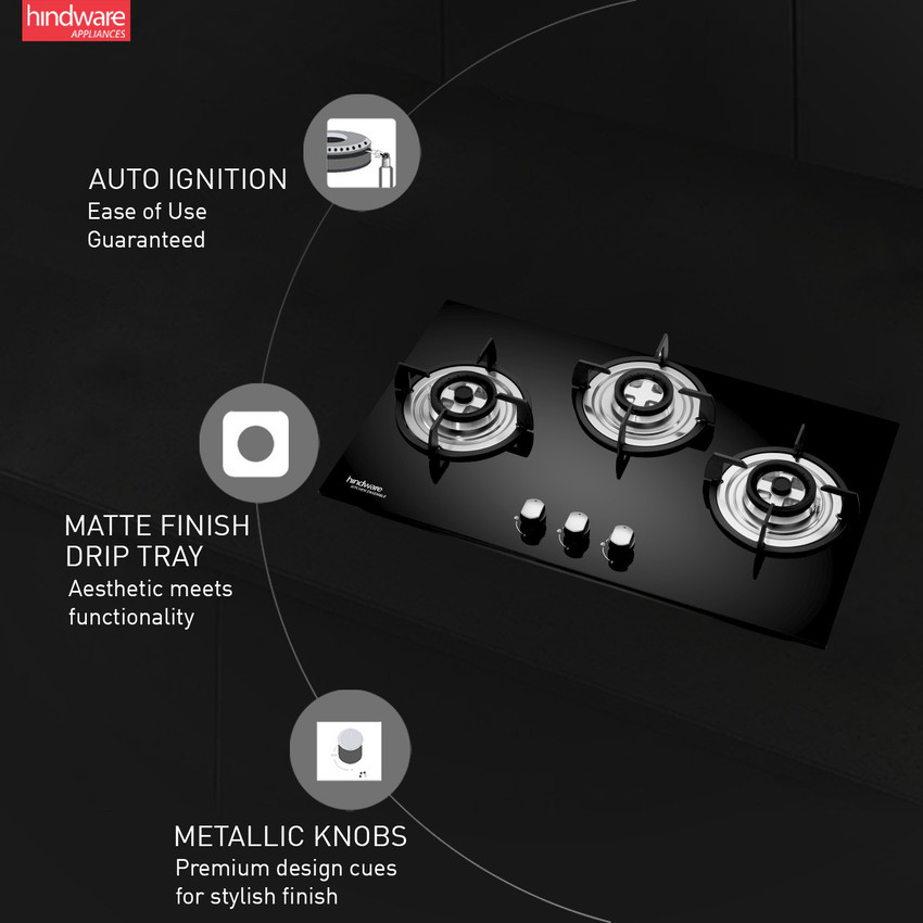 Hindware Ella Plus 3B 75 CM Glass Steel Automatic Hob Price in