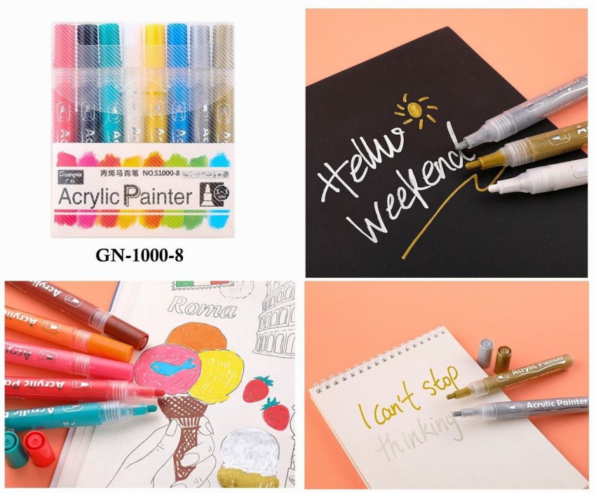 Dherik Tradworld 12Pcs Acrylic Paint Marker Pens