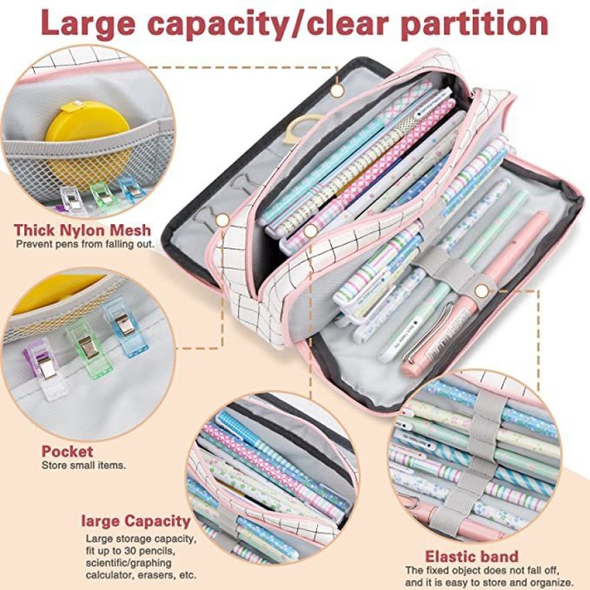 Large capacity pen case, multi-slot pencil bag aesthetic school