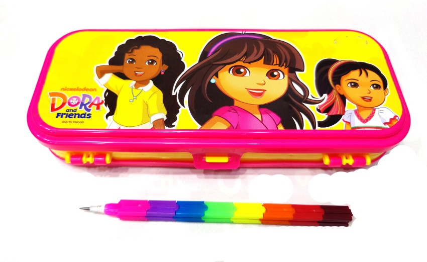 IDYD Pencil Box for Kids With Pencil, Eraser and Sharpener  Cartoon Art Plastic Pencil Box 