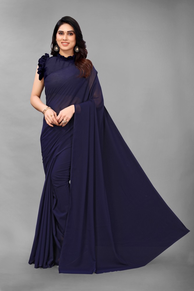 Plain georgette sarees top online flipkart