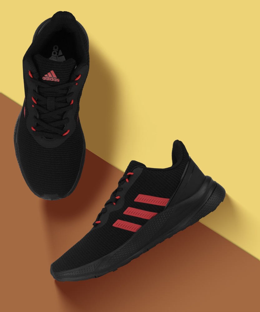 Adidas black and red running sales shoes