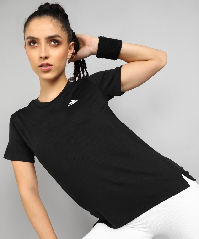 ADIDAS Self Design Women Round Neck Black T Shirt Buy ADIDAS Self Design Women Round Neck Black T Shirt Online at Best Prices in India Flipkart