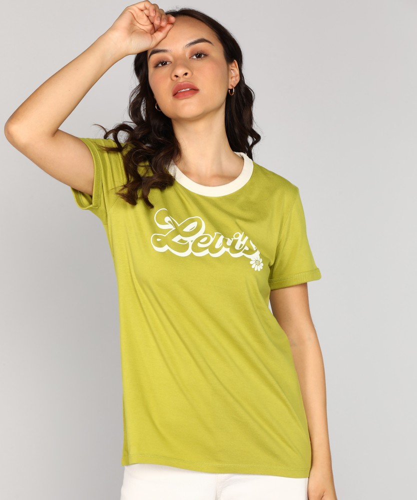 LEVI S Printed Women Round Neck Green T Shirt