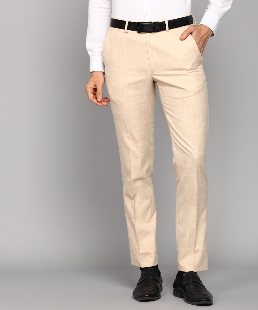 Linen Club Beige Casual MidRise Active Waist Trouser for men