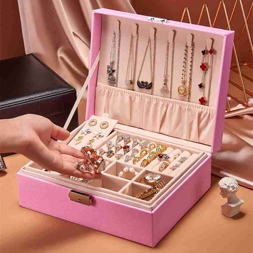 Portable Mini Jewelry Organizer Box Storage Jewellery Casket Makeup PU  Leather Beauty Travel Jewelry Packaging & Display Case