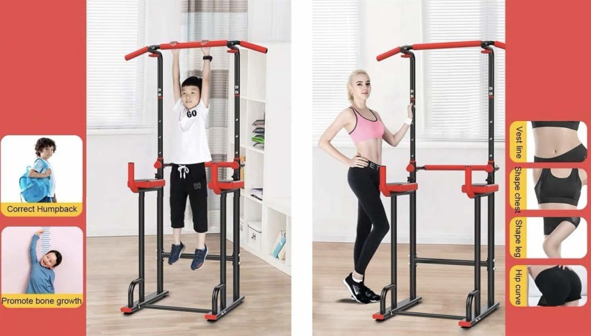Hashtag fitness dips station r for home gym workout strength training  equipment & hanging bar-Red