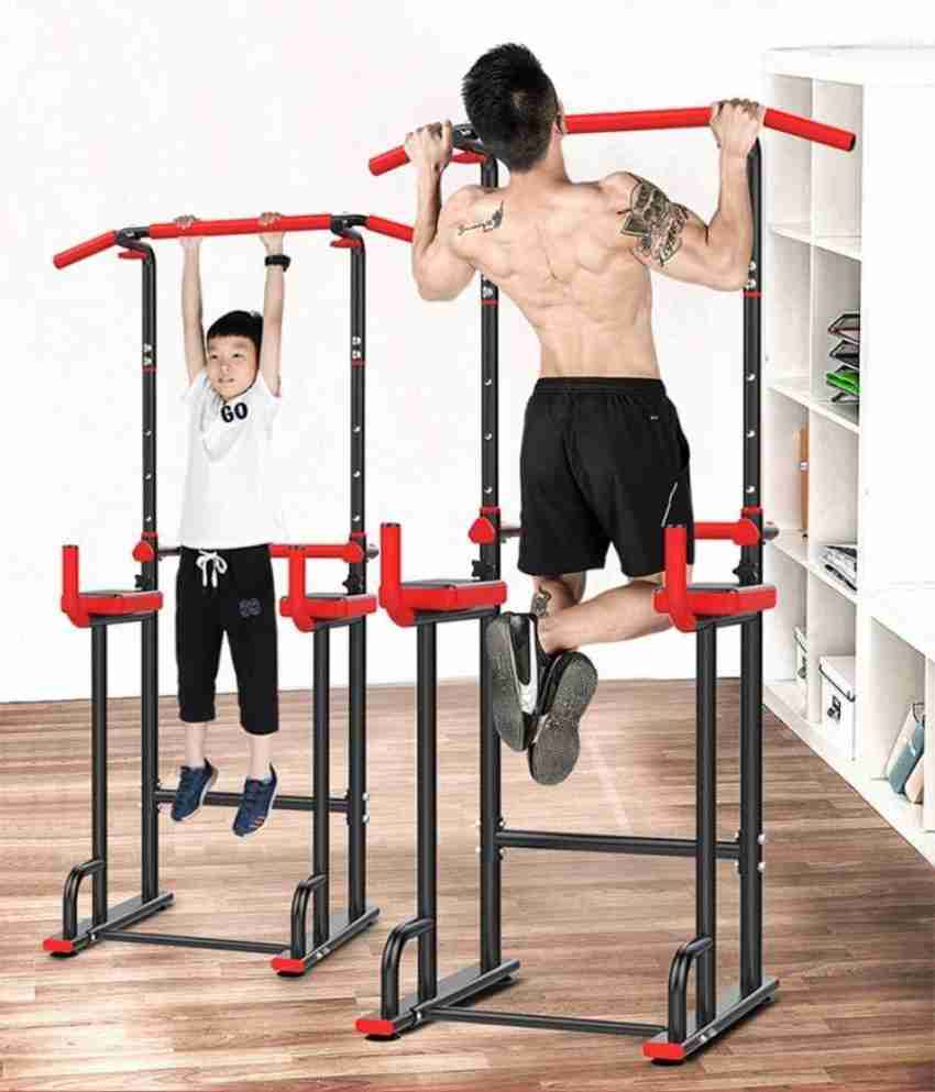 Hashtag fitness dips station r for home gym workout strength training  equipment & hanging bar-Red