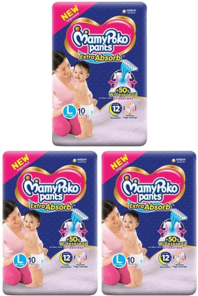 Mamy Poko Pants Standard Pant Style Large Size Diapers 34 Count