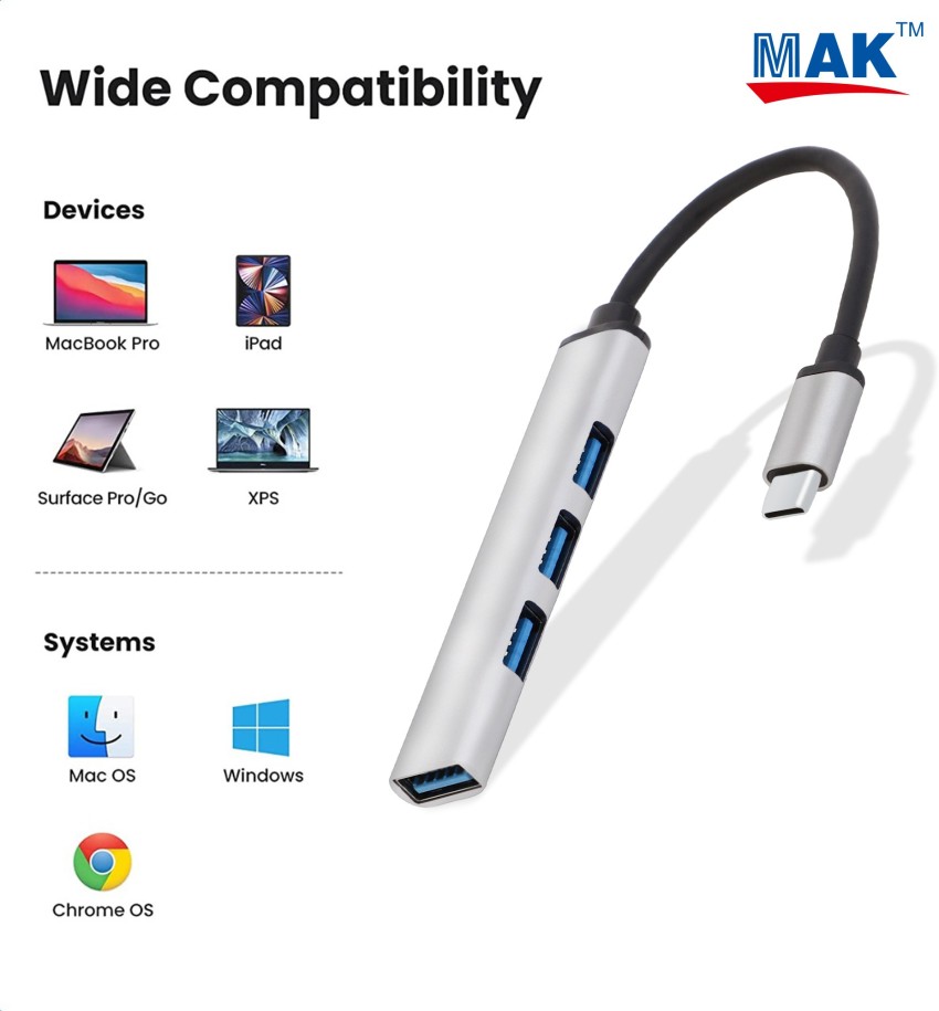 Adaptateur Hub USB 4 en 1 - Compatible avec Apple Macbook Pro / Air / iMac  / Mac Mini