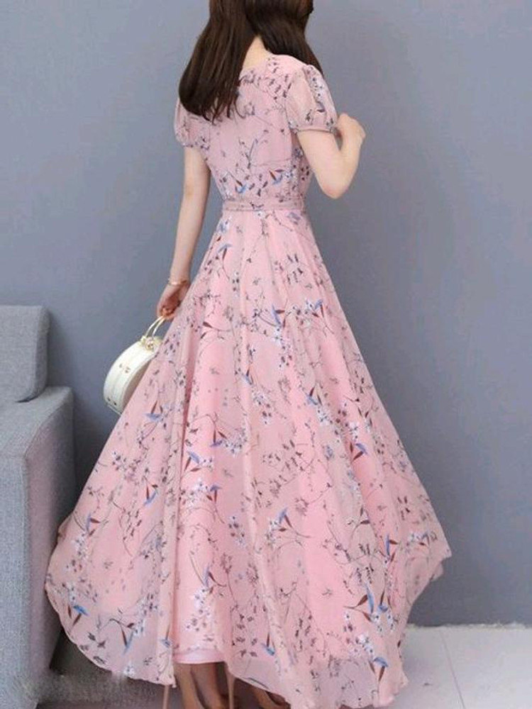 Women Wine Solid Knee Length, Fit And Flare & A-line Georgette Dress
