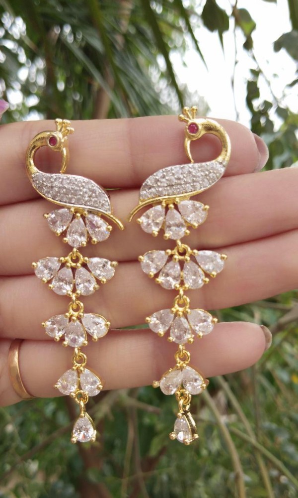  Buy Darshini Designs peacock inspired AD party wear long  earring for girls and women Alloy Stud Earring Online at Best Prices in  India