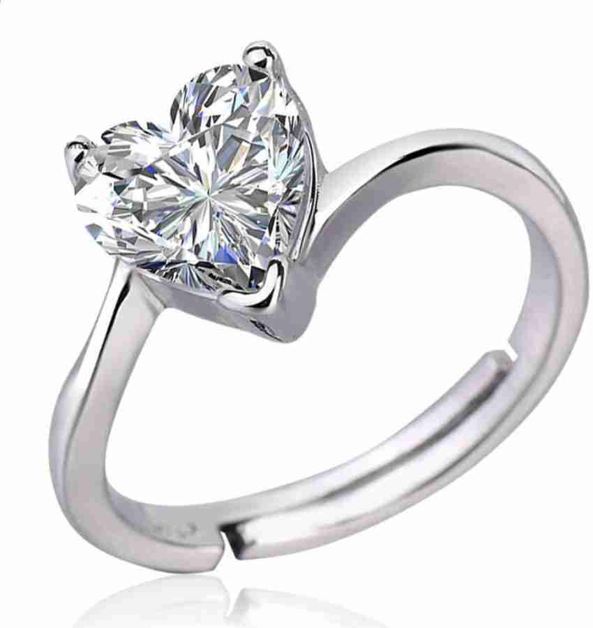 Silver diamond sales heart ring