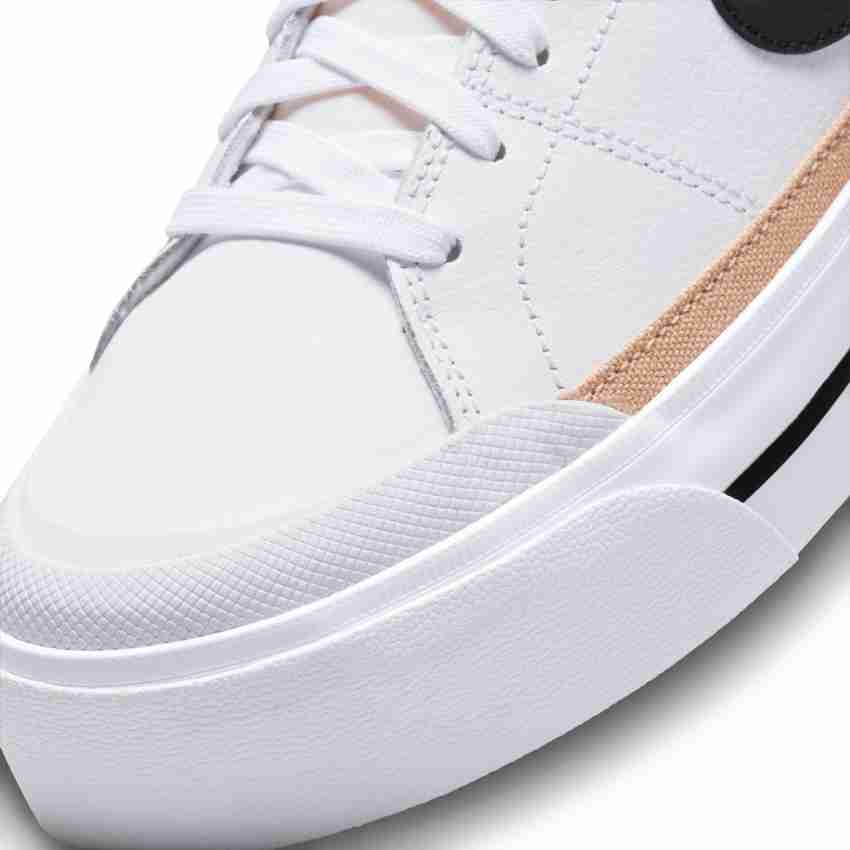 Nike Court Legacy Lift sneakers in white, black, hemp and team orange