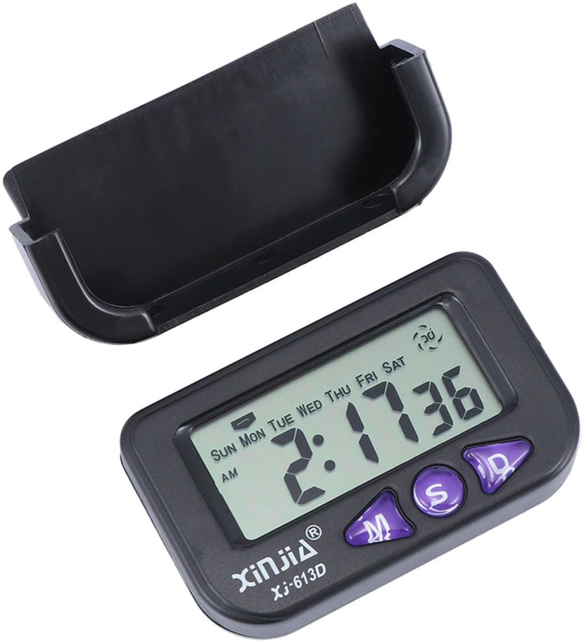 LCD Screen Digital Clock Car Dashboard Desk Stopwatch Alarm W/Flexible  Stand