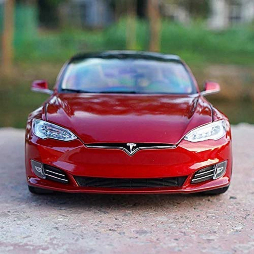 KTRS Tesla S Diecast Metal Pullback Toy car Openable Door Light