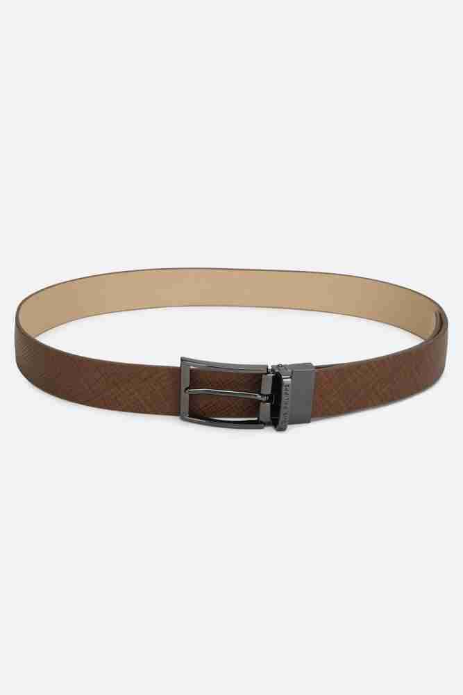 Louis Philippe Men Brown Textured Genuine Leather Casual Belt: Buy