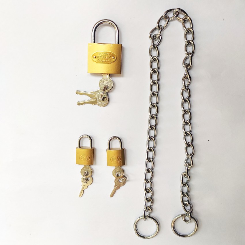 Any Fashion 2 foot chain with 2 small locks and 1 medium lock Chain Lock -  Buy Any Fashion 2 foot chain with 2 small locks and 1 medium lock Chain Lock
