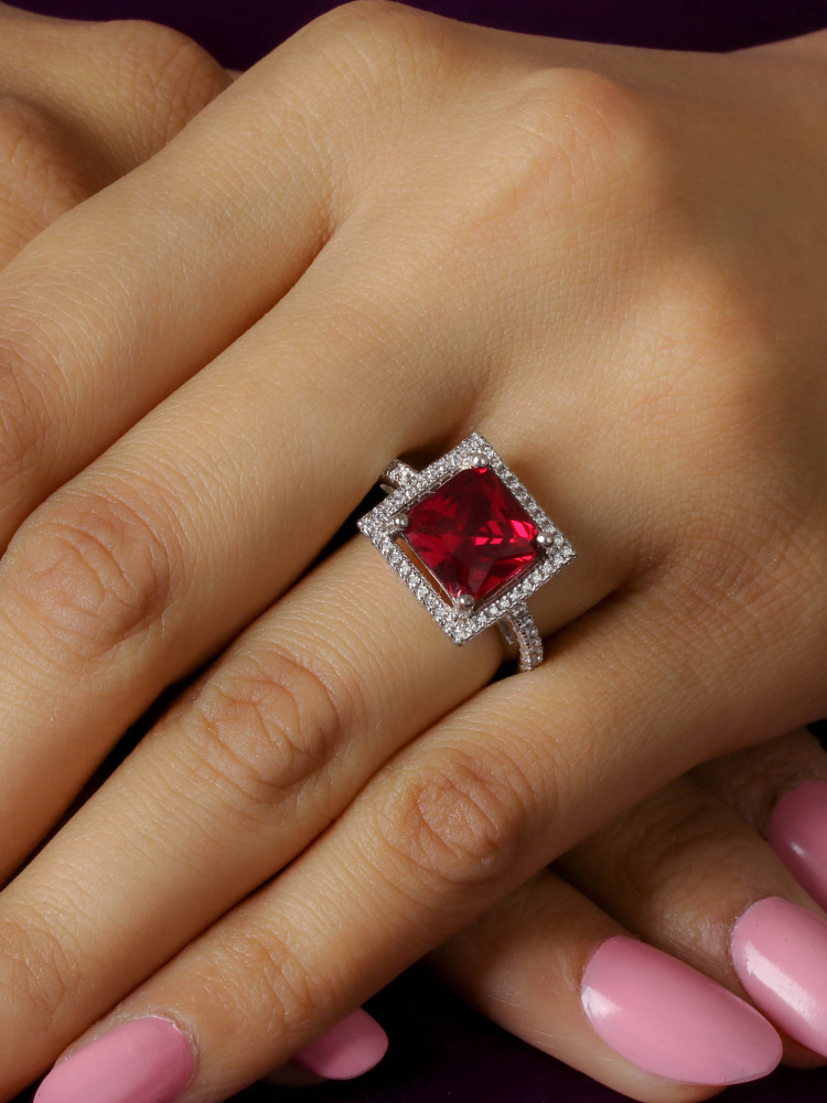 Square on sale ruby ring