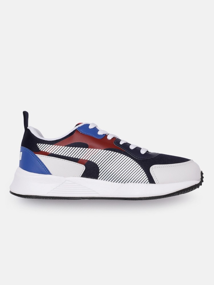 Puma blue shop and white shoes