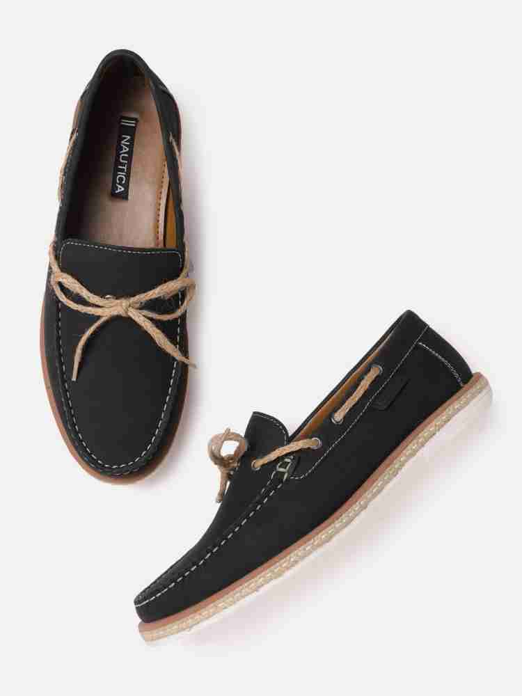 NAUTICA Nautica Men Black Solid Leather Boat Shoes Boat Shoes For Men Buy NAUTICA Nautica Men Black Solid Leather Boat Shoes Boat Shoes For Men Online at Best Price Shop