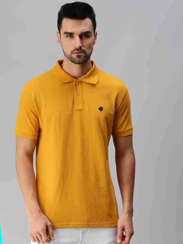 ONN Striped Men Polo Neck Yellow T-Shirt - Buy Mustard ONN Striped
