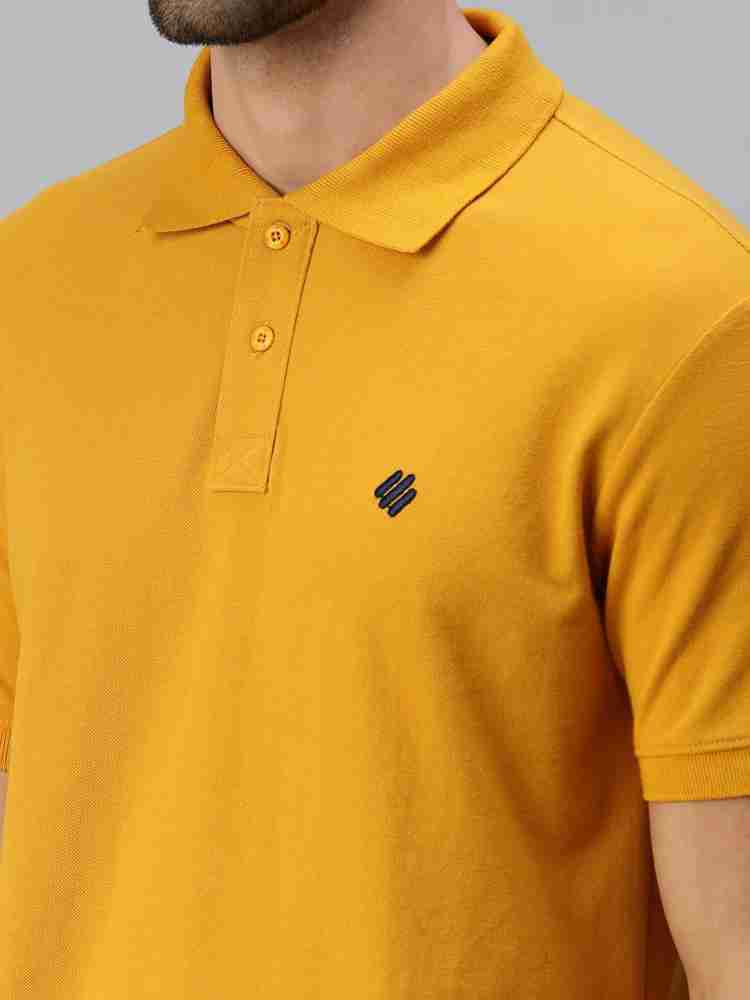 ONN Striped Men Polo Neck Yellow T-Shirt