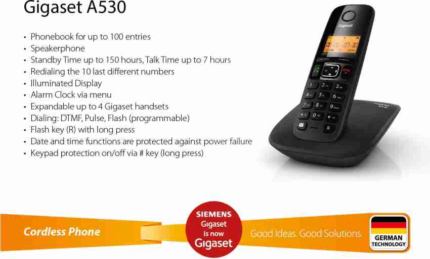 Gigaset A530 Cordless Landline Phone Price in India - Buy Gigaset