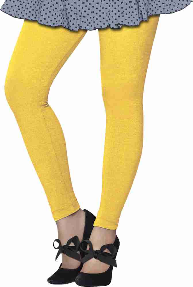 LUX LYRA Women's Cotton Ankle Length Yellow Legging Free Shipping