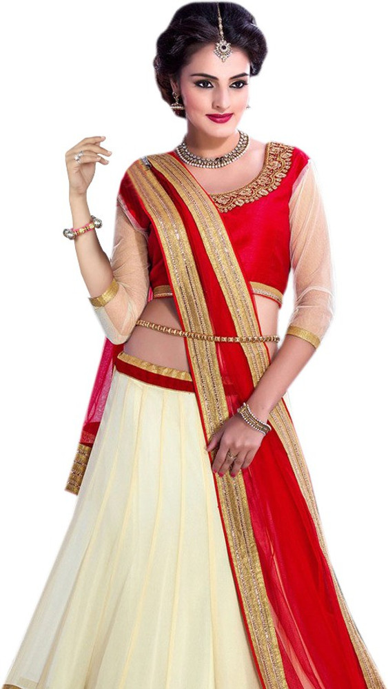Kiran Saree Embroidered Semi Stitched Lehenga Choli Buy Red Beige Kiran Saree Embroidered Semi Stitched Lehenga Choli Online at Best Prices in India Flipkart