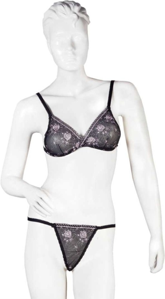 Buy TWO PIECE BLACK LACY LINGERIE SET for Women Online in India
