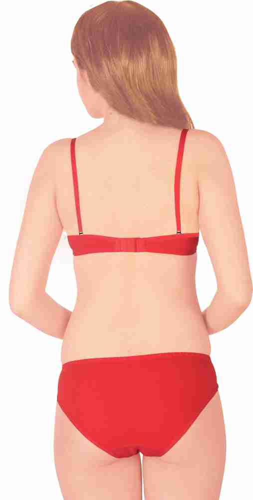 Selfcare Set Of 2 Padded Bra & Panty Set In Pink & Red at Rs 599