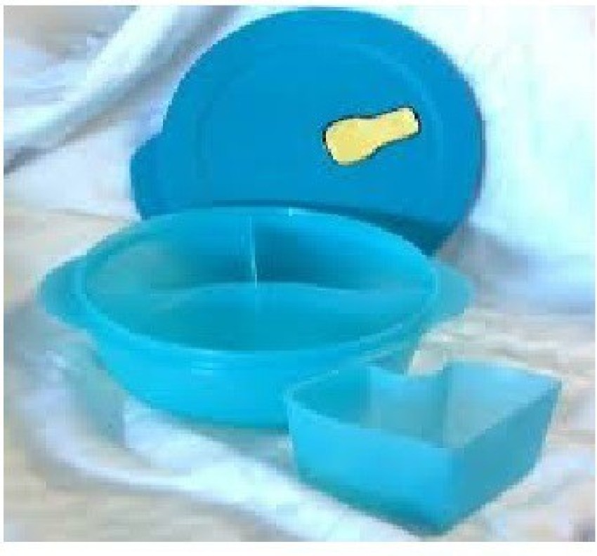 Tupperware CrystalWave Microwave Lunch N Dish Divided Bowl Aqua Blue