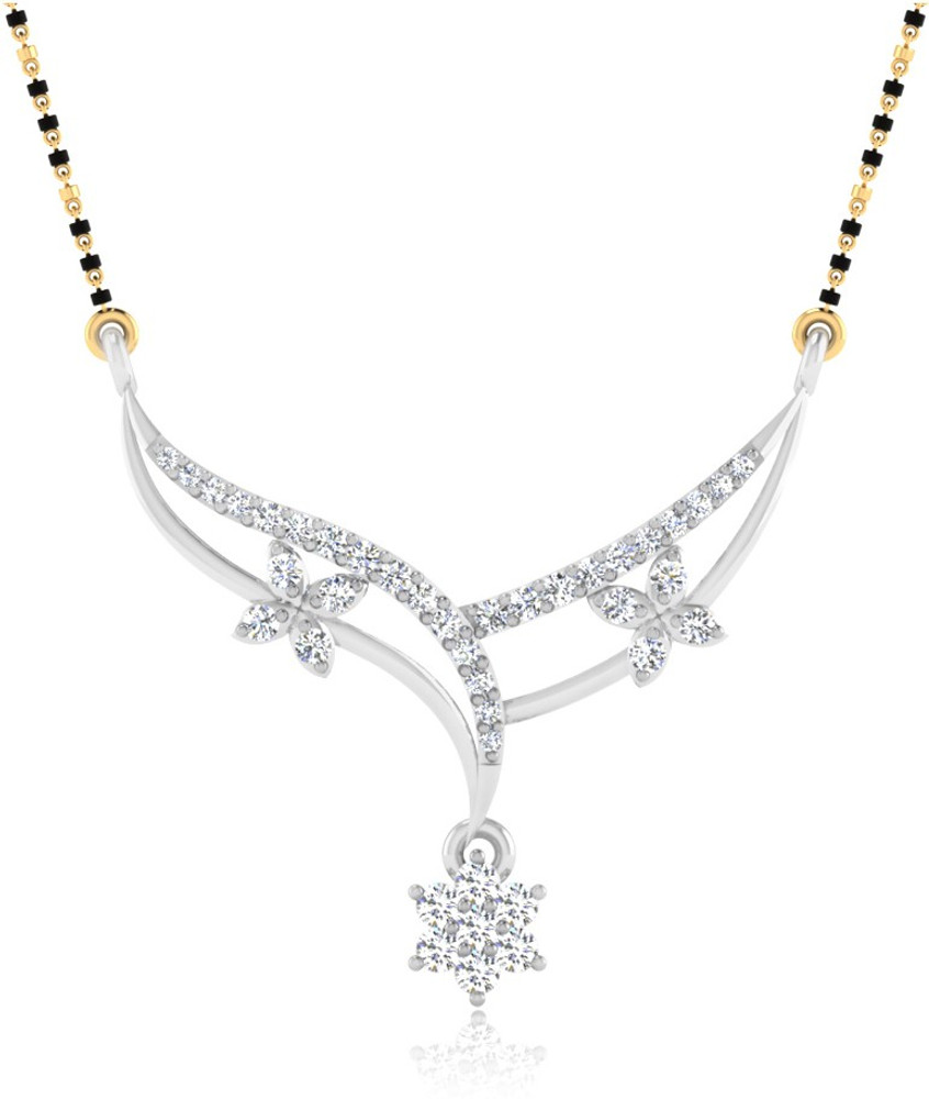 IskiUski Midnight Sparkle 14kt Diamond Platinum Mangalsutra