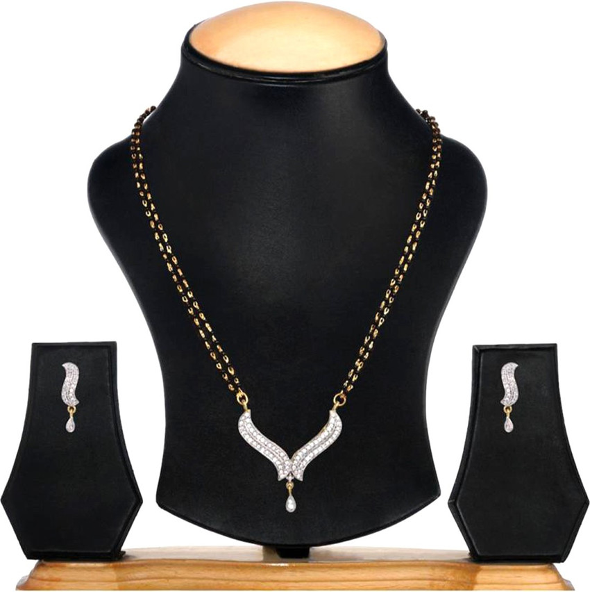 Bandish American Diamond Floral V shaped with Chain Alloy