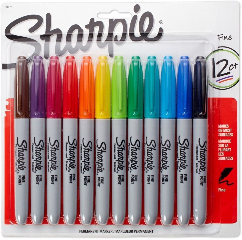 Sharpie Permanent Fine-Point Markers, Assorted Colors, Pack Of 12