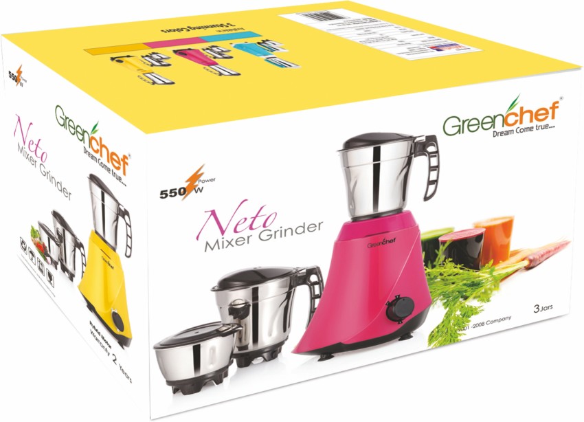 Greenchef JawaBlack 600 Mixer Grinder (3 Jars, Black) Price in India - Buy  Greenchef JawaBlack 600 Mixer Grinder (3 Jars, Black) Online at