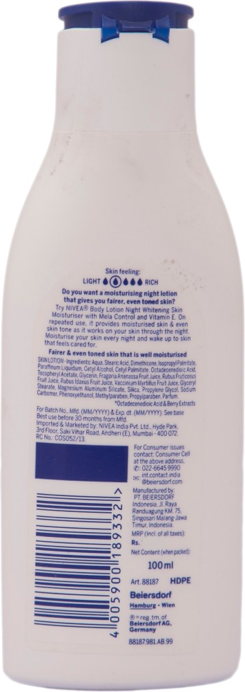 NIVEA Night Whitening Skin Moisturizer Price in India Buy NIVEA