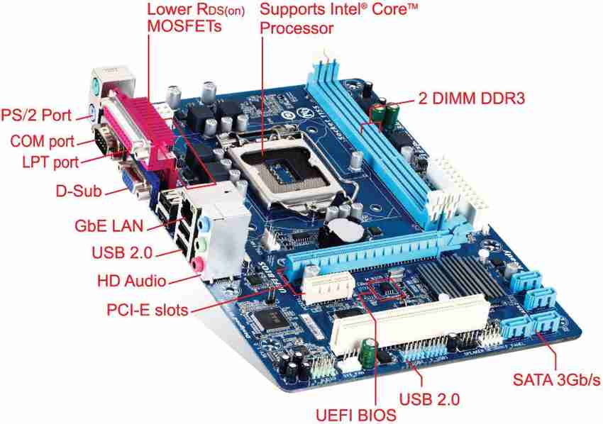 GIGABYTE GA H61M WW with Parallel Port Serial Port PCI Slot