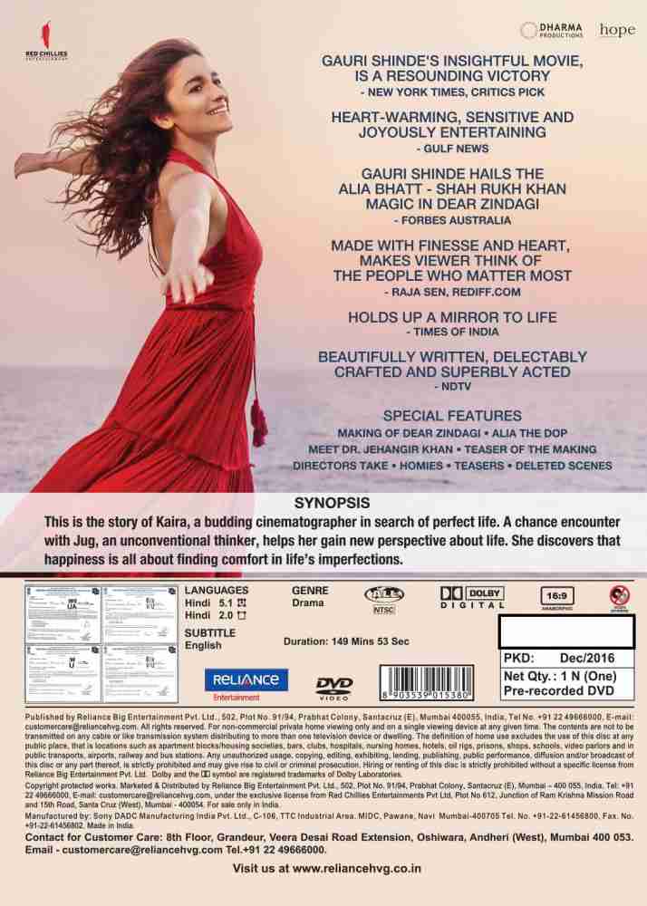 Dear Zindagi DVD Hindi