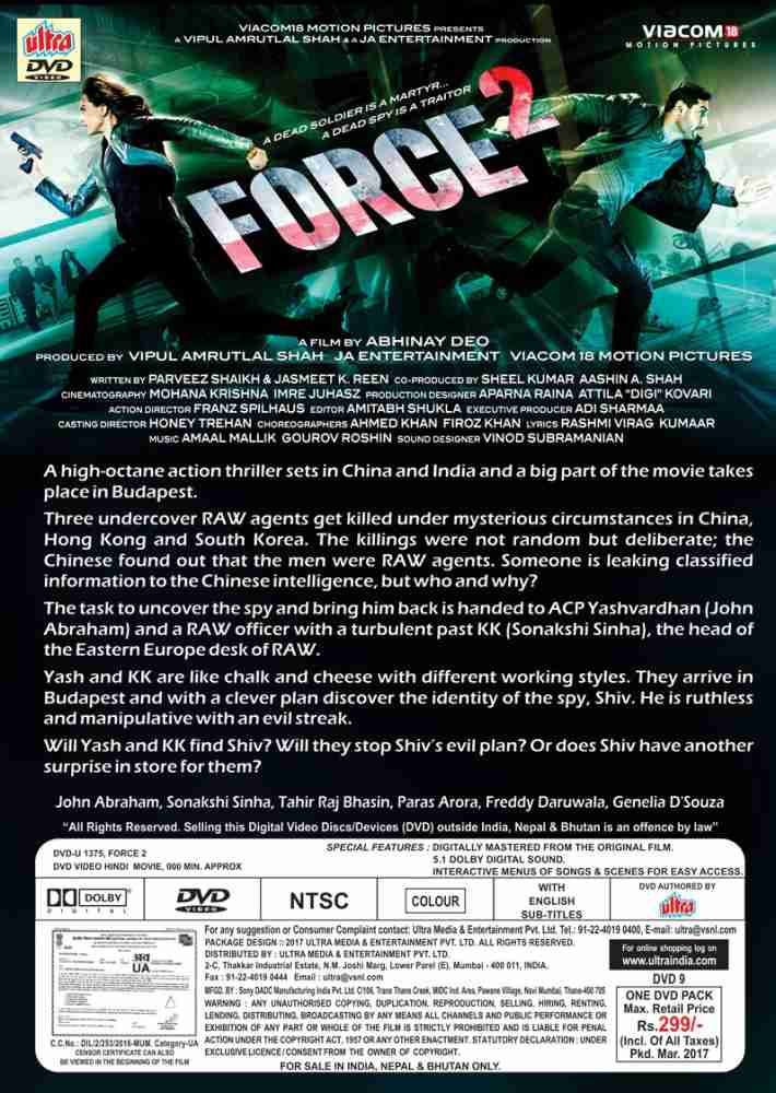 Force 2 Hindi Movie DVD 2016 Price in India Flipkart